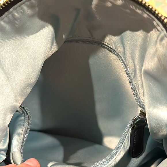 Coach Black Sateen OP Art Signature Kristen Hobo Bag #14753  Blue Interior - Picture 8 of 9